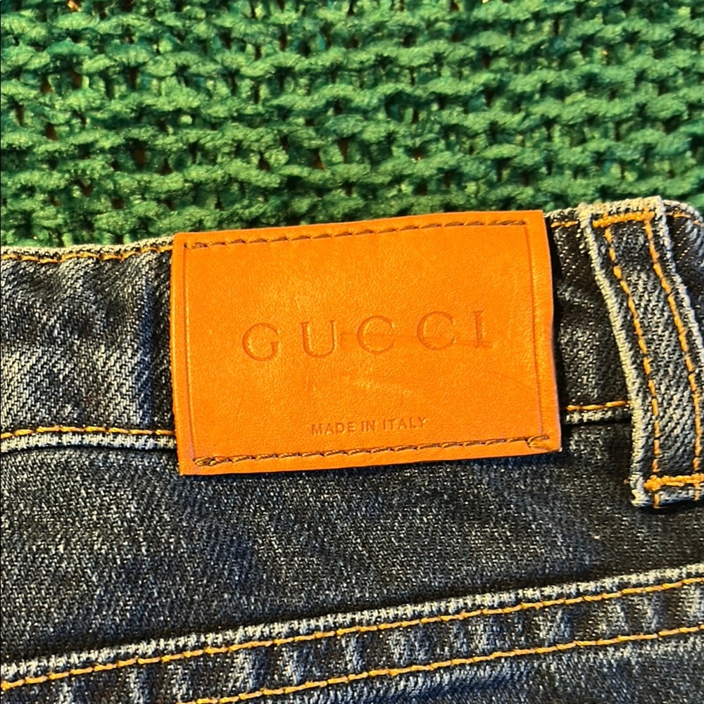 Gucci Blue Jeans with Red Heart Accent - Picture 9 of 16